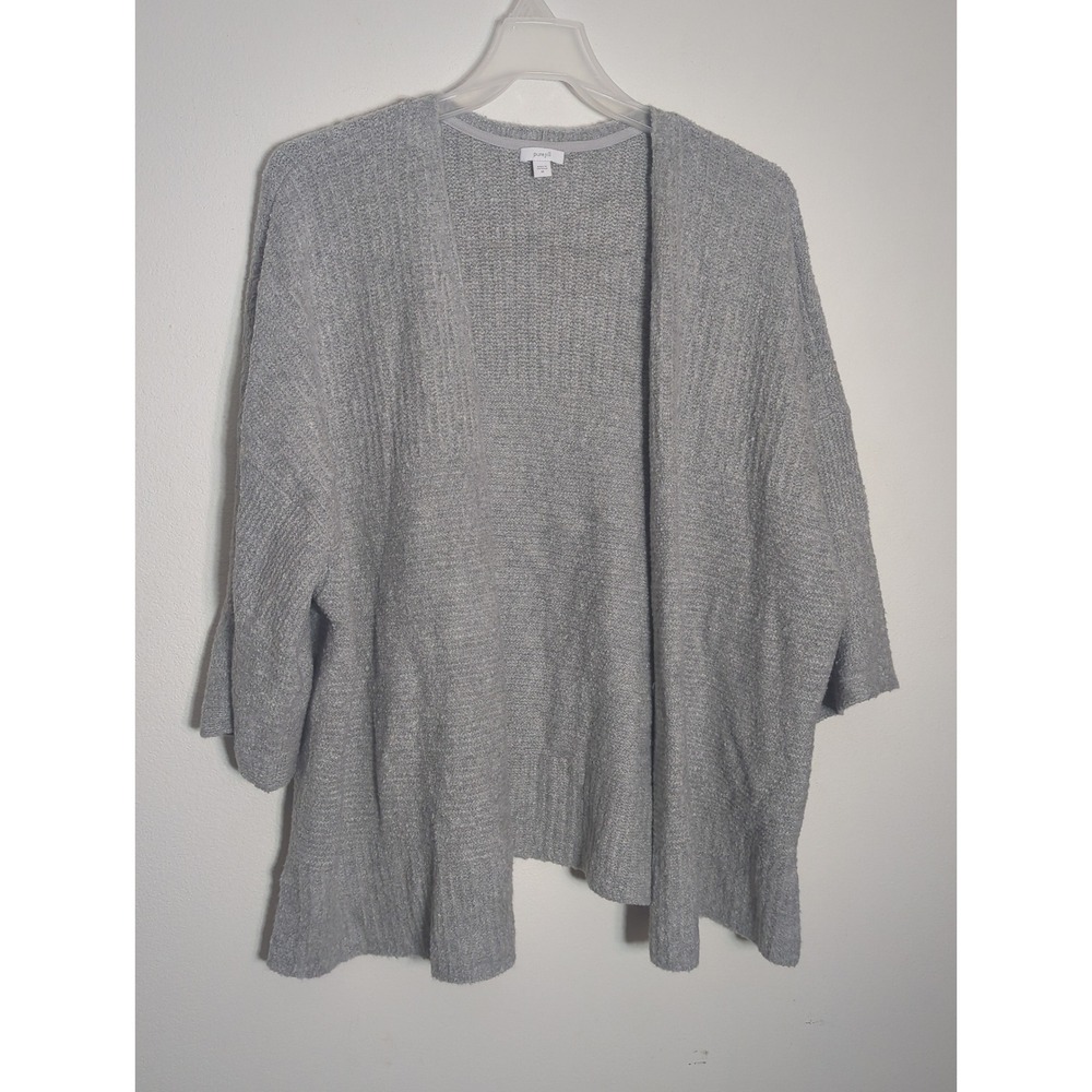Pure Jill J. Jill Grey Womens Boucle Open Front Cardigan Sweater Quiet Luxury 2X